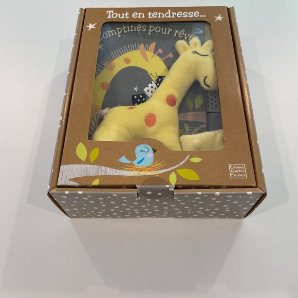 French Baby Storybook Gift Set With Plush Giraffe Rattle & Blanket By Editions Q - Picture 2 of 14